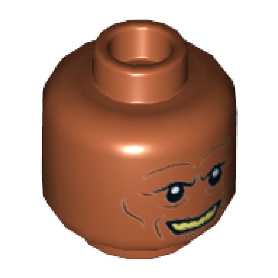 Minifigure, Head Dual Sided Alien with SW Devaronian, Lines, Angry / Smile with Teeth Pattern (Labria, Kardue'sai'Malloc) - Hollow Stud