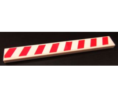 Tile 1 x 8 with Red and White Danger Stripes Pattern (Sticker) - Set 8147