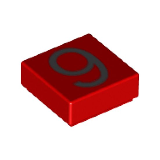 Tile 1 x 1 with Silver Number 9 Pattern