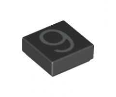 Tile 1 x 1 with Silver Number 9 Pattern