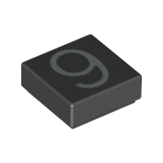 Tile 1 x 1 with Silver Number 9 Pattern