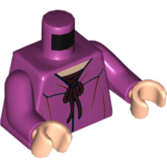 Torso Female Top with Dark Red Lacing Pattern / Magenta Arms / Light Nougat Hands