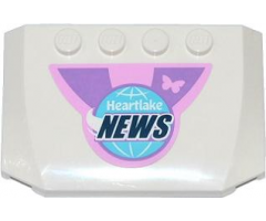 Wedge 4 x 6 x 2/3 Triple Curved with Pink Butterfly and Globe with 'Heartlake NEWS' Pattern (Sticker) - Set 41056