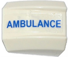 Slope, Curved 2 x 2 Lip with Blue 'AMBULANCE' Pattern Model Right Side (Sticker) - Set 60086