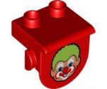 Duplo, Plate 1 x 2 with Overhang with Clown Face Pattern