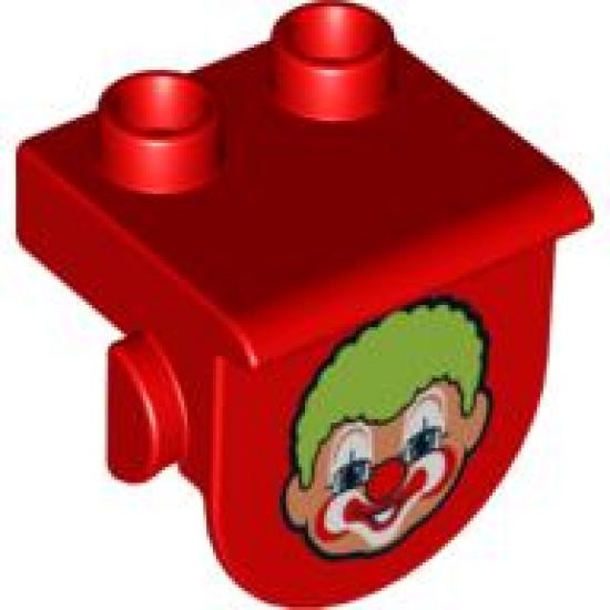Duplo, Plate 1 x 2 with Overhang with Clown Face Pattern
