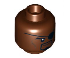 Minifigure, Head Male Eyepatch without Reflection, Black Goatee and Cheek Lines Pattern (Nick Fury) - Hollow Stud