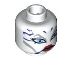 Minifigure, Head Alien with Blue Eyes and Red Lips Pattern (SW Asajj Ventress) - Blocked Open Stud