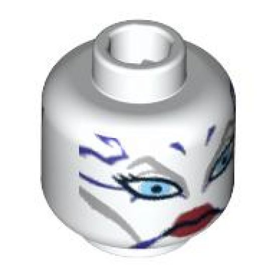 Minifigure, Head Alien with Blue Eyes and Red Lips Pattern (SW Asajj Ventress) - Blocked Open Stud