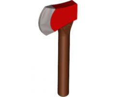 Minifigure, Utensil Axe with Red Head and Silver Blade Pattern