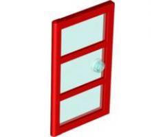 Door 1 x 4 x 6 with 3 Panes and Stud Handle with Trans-Light Blue Glass