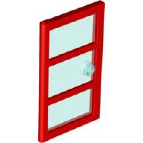 Door 1 x 4 x 6 with 3 Panes and Stud Handle with Trans-Light Blue Glass
