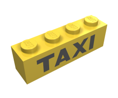Brick 1 x 4 with Black 'TAXI' Pattern