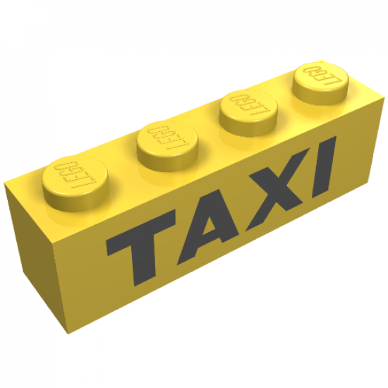 Brick 1 x 4 with Black 'TAXI' Pattern