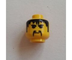 Minifigure, Head Moustache Fu Manchu, Black Hair, Eyebrows Pattern - Blocked Open Stud