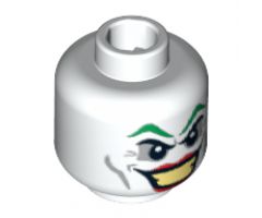 Minifigure, Head Dual Sided Green Eyebrows, Red Lips, Wide Smile / Smirk Pattern (The Joker) - Blocked Open Stud
