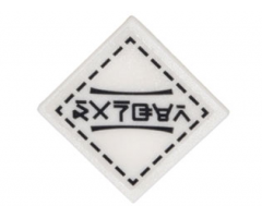 Road Sign 2 x 2 Square with Open O Clip with Black Dotted Line Border and Ninjago Logogram 'DANGER' Pattern (Sticker) - Set 70620