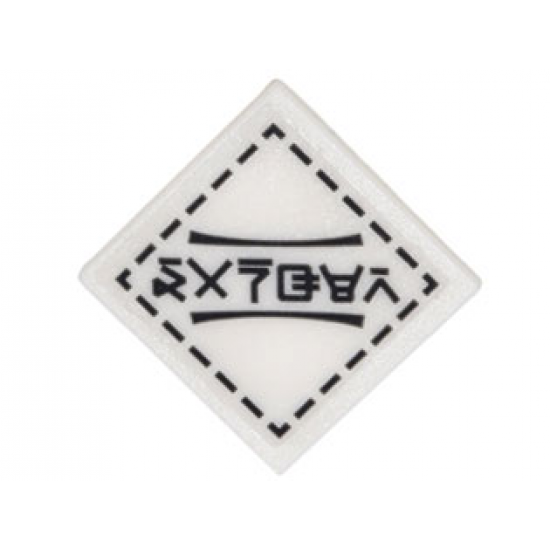 Road Sign 2 x 2 Square with Open O Clip with Black Dotted Line Border and Ninjago Logogram 'DANGER' Pattern (Sticker) - Set 70620