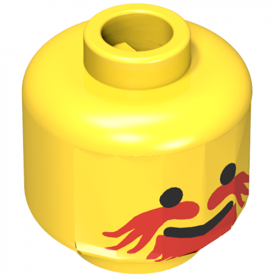 Minifigure, Head Moustache Red Goatee Pattern - Blocked Open Stud