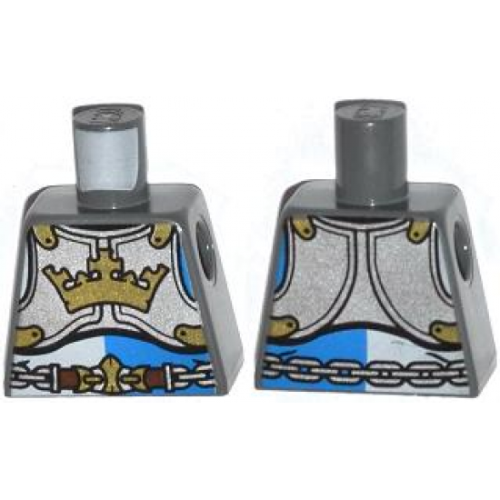 Torso Castle King's Knight Breastplate with Crown, Chain Belt Pattern