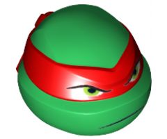 Minifigure, Head, Modified Ninja Turtle with Red Mask and Frown Pattern (Raphael)