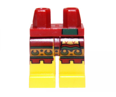 Hips and Yellow Legs with Dark Red Loincloth and Gold Aztec Pattern