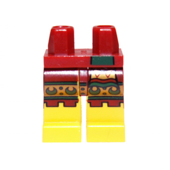 Hips and Yellow Legs with Dark Red Loincloth and Gold Aztec Pattern