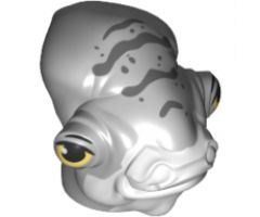 Minifigure, Head, Modified SW Mon Calamari with White Dewlap, Dark Bluish Gray Spots and Yellow Eyes with Eyelids Pattern (Lieutenant Bek)
