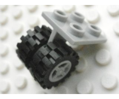 Aircraft Plate, Modified 2 x 2 Thin with Dual Wheels Holder - Split Pins with Light Bluish Gray Wheels and Black Tires (4870 / 4624 / 3641)