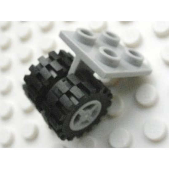 Aircraft Plate, Modified 2 x 2 Thin with Dual Wheels Holder - Split Pins with Light Bluish Gray Wheels and Black Tires (4870 / 4624 / 3641)