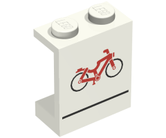Panel 1 x 2 x 2 - Solid Studs with Red Bicycle and Black Line Pattern