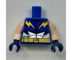 Torso Lightning Lad Muscles, Gold Belt, Pouches Pattern / Light Nougat Arm Left with Tattoo Pattern / Light Nougat Arm Right / Dark Blue Hands