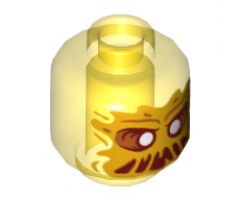 Minifigure, Head Alien Ghost with Bright Light Orange Face and Slime Mouth Pattern - Vented Stud