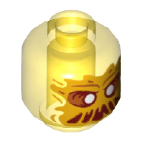 Minifigure, Head Alien Ghost with Bright Light Orange Face and Slime Mouth Pattern - Vented Stud