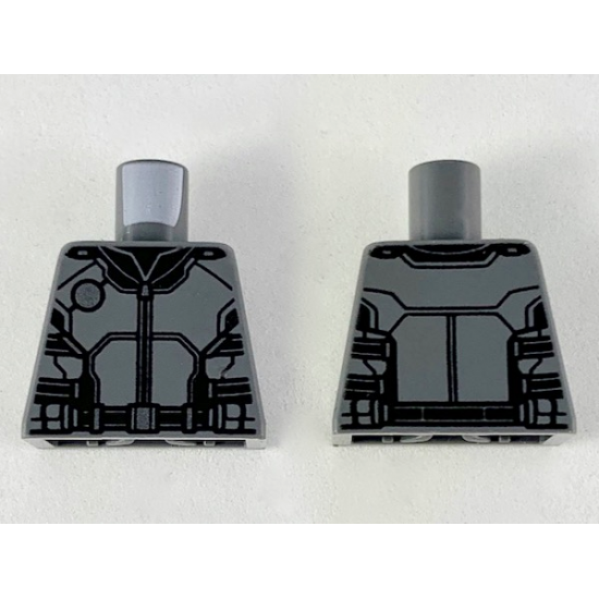 Torso Armor with Black Panel Lines, Silver Circle and Highlights Pattern