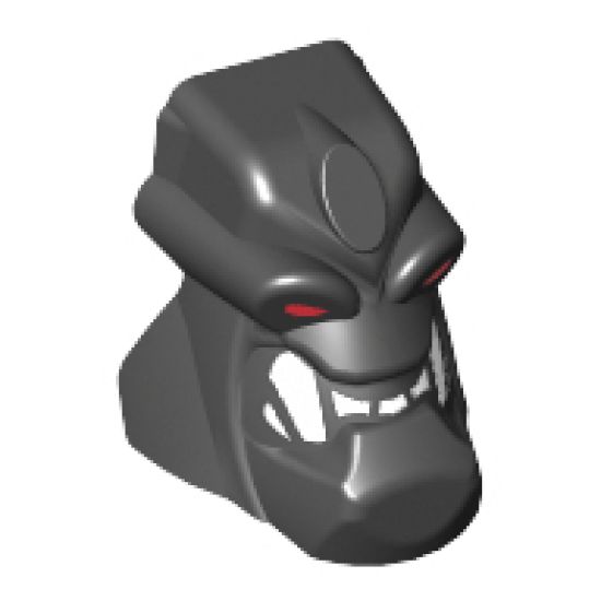 Minifigure, Head, Modified Bionicle Piraka Reidak with Eyes and Teeth Pattern