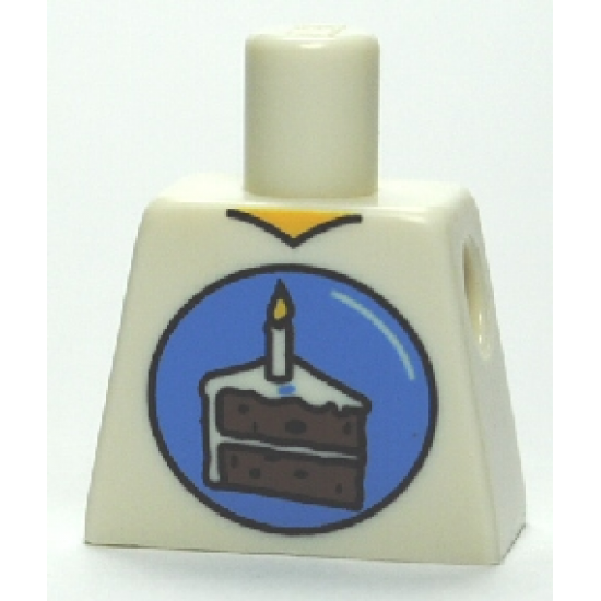 Torso V-Neck with Birthday Cake Slice in Blue Circle Pattern