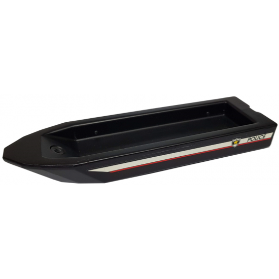 Boat Hull Unitary 32 x 10 x 1 2/3, Base with Police Red Line and Badge Logo Pattern on Both Sides (Stickers) - Set 6433