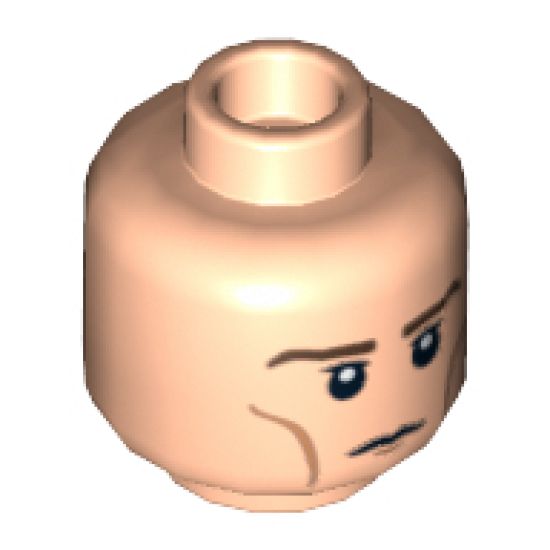 Minifigure, Head Dual Sided LotR Legolas Calm / Grimacing Pattern - Hollow Stud