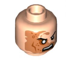 Minifigure, Head Male Right Eye Scarred Area and No Pupil, Open Mouth Angry Pattern (Shredder) - Hollow Stud