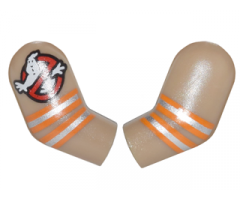 Arm, (Matching Left and Right) Pair with Ghostbusters Logo and Orange and Silver Stripes Pattern