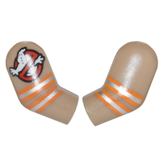 Arm, (Matching Left and Right) Pair with Ghostbusters Logo and Orange and Silver Stripes Pattern
