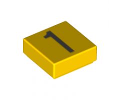 Tile 1 x 1 with Silver Number 1 Pattern