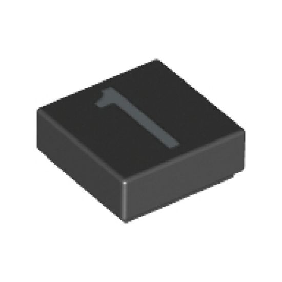 Tile 1 x 1 with Silver Number 1 Pattern