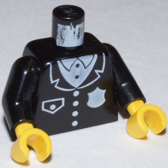 Torso Police Suit with White Badge and Pocket Pattern / Black Arms / Yellow Hands