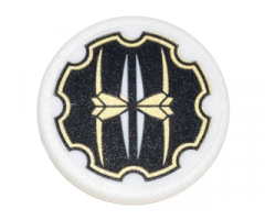 Road Sign 2 x 2 Round with Clip with Black Gear Outline with Gold Edges and Symbols Pattern (Sticker) - Set 70620
