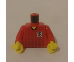 Torso Soccer Black Fading Stripes and No. 18 Front and Back Pattern / Red Arms / Yellow Hands