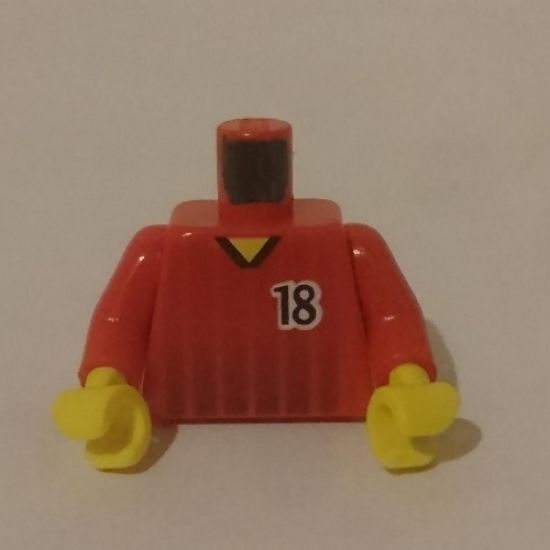 Torso Soccer Black Fading Stripes and No. 18 Front and Back Pattern / Red Arms / Yellow Hands