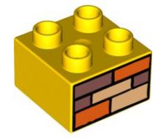 Duplo, Brick 2 x 2 with Orange, Sand Red, and Tan Bricks Pattern