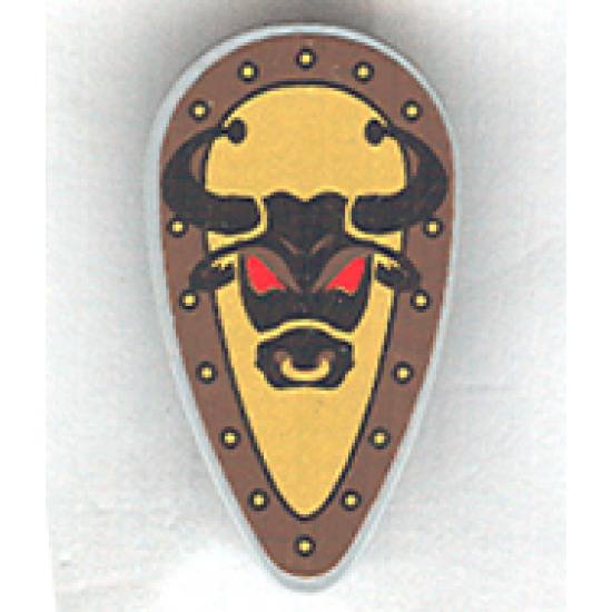 Minifigure, Shield Ovoid with Bull Head Black on Yellow Pattern (Sticker) - Set 10176